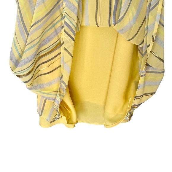 TORRID Sophie Chiffon Swing Cami Lined Stripes Yellow/Blues/Gold Women's Size 00 - Picture 8 of 13